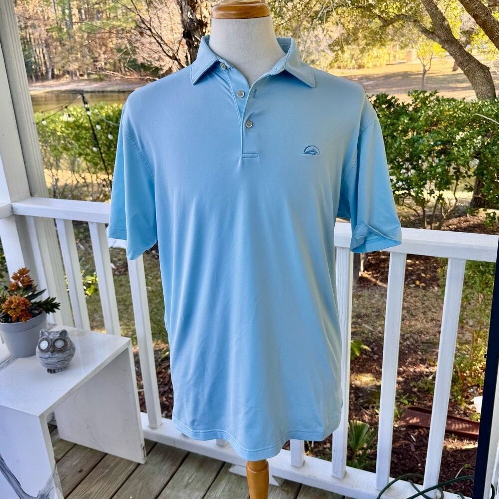 Peter Millar Summer Comfort Polo. Large. Light blue.